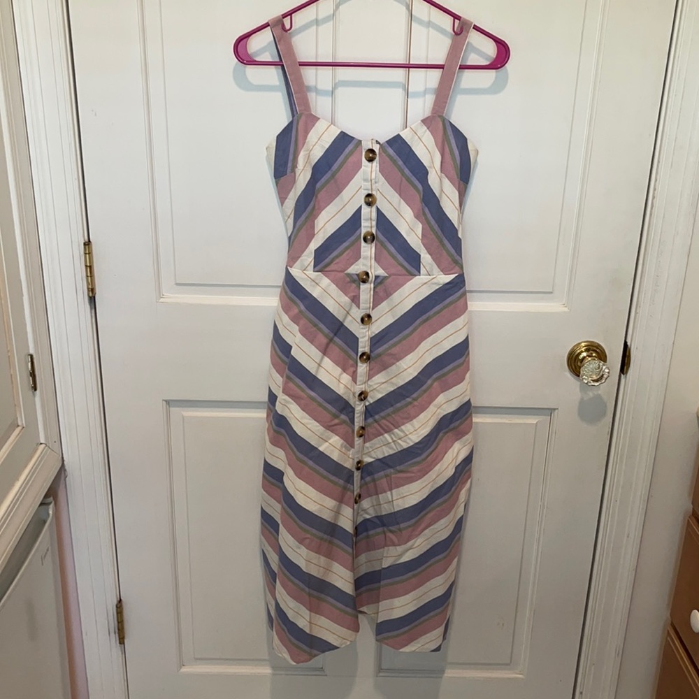 Striped midi button down dress